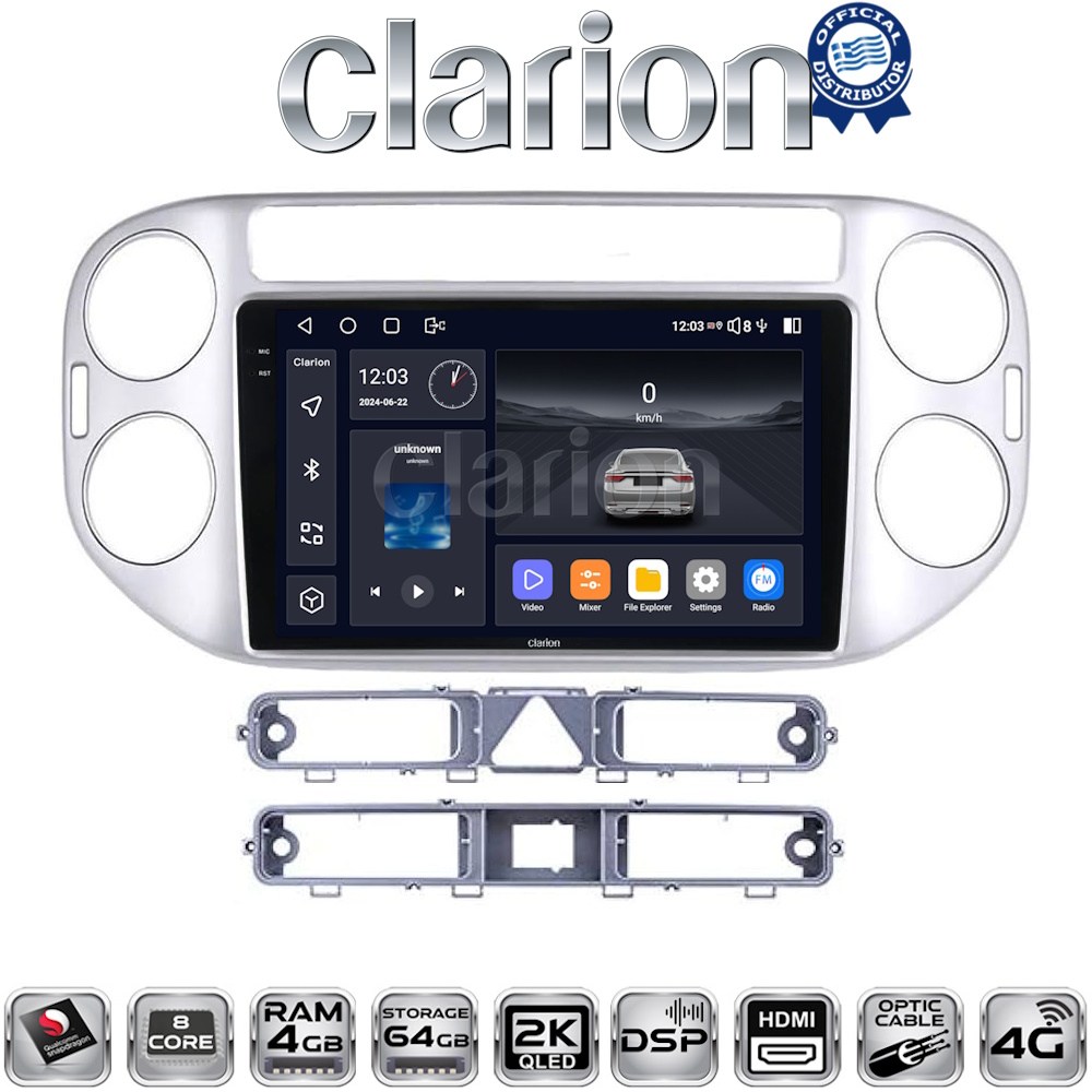 CLARION GL74590 Οθόνη για VW Tiguan, VW Golf Plus 2007 - 2016 με CarPlay, AndroidAuto, BT, GPS