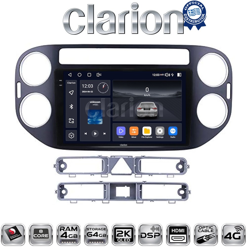CLARION GL74590B Οθόνη για VW Tiguan, VW Golf Plus 2007 - 2016 με CarPlay, AndroidAuto, BT, GPS
