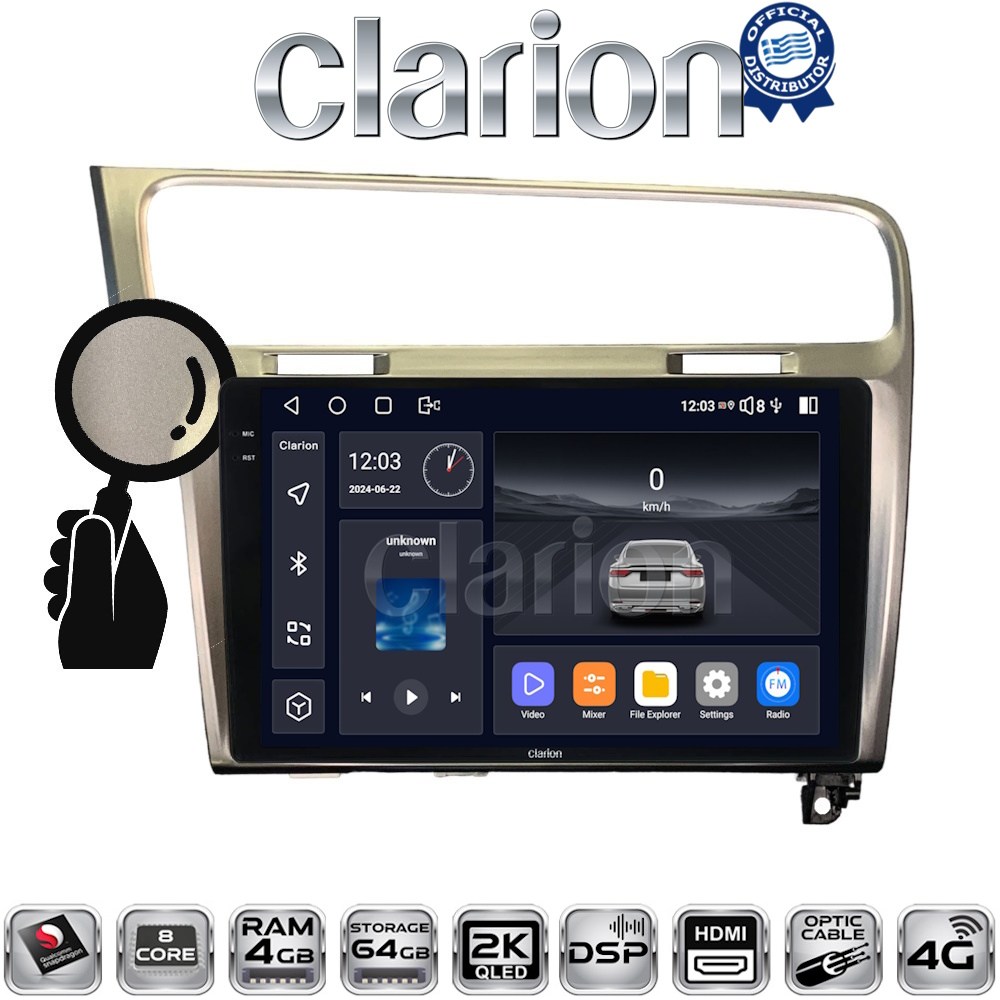 CLARION GL74591S Οθόνη OEM Multimedia Αυτοκινήτου για 0 με CarPlay, AndroidAuto, BT, GPS