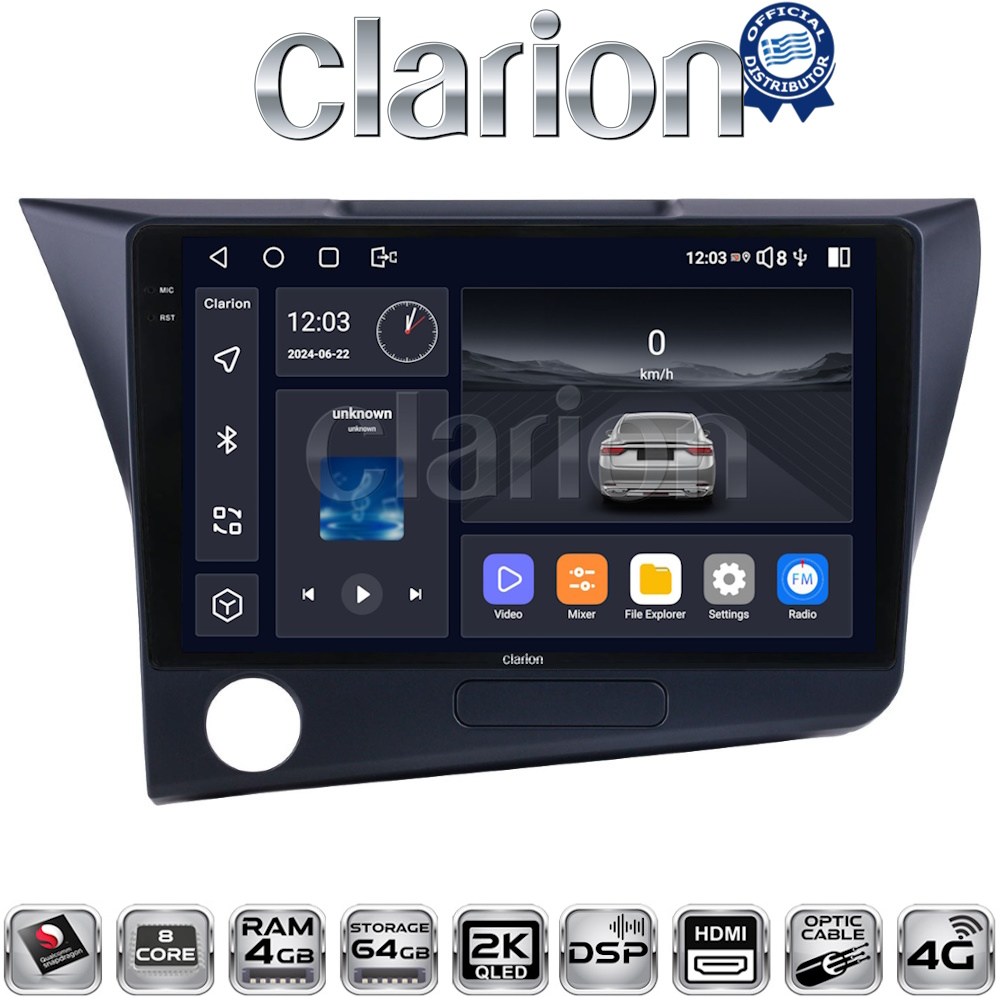 CLARION GL74629 Οθόνη OEM Multimedia Αυτοκινήτου για Honda CRZ 2010 > 2018 με CarPlay, AndroidAuto, BT, GPS