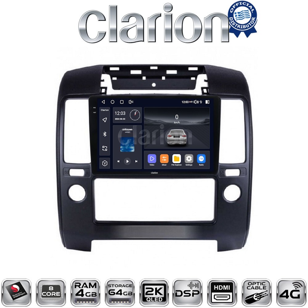 CLARION GL74684 Οθόνη OEM Multimedia Αυτοκινήτου για Nissan Navara D40 (2006 – 2011) με CarPlay, AndroidAuto, BT, GPS