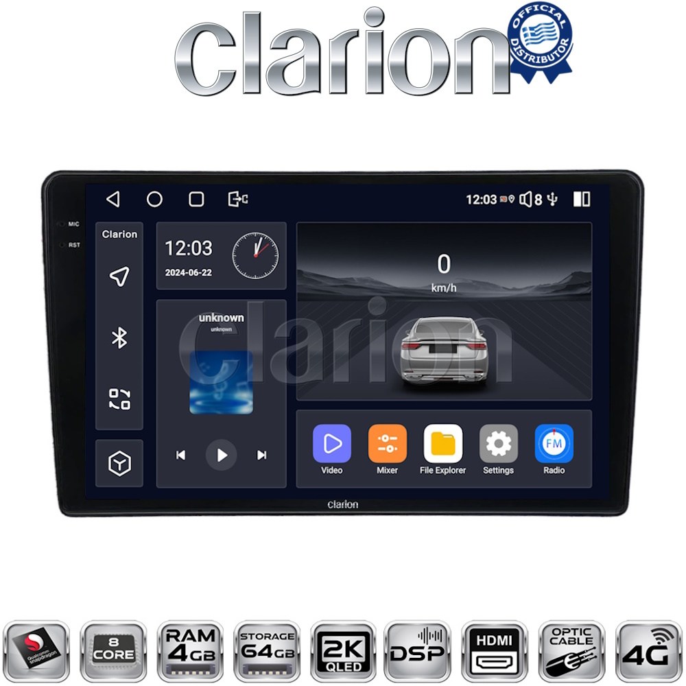 CLARION GL74715 Οθόνη OEM Multimedia Αυτοκινήτου για Nissan Navara D40 2006 > 2016 clima με CarPlay, AndroidAuto, BT, GPS