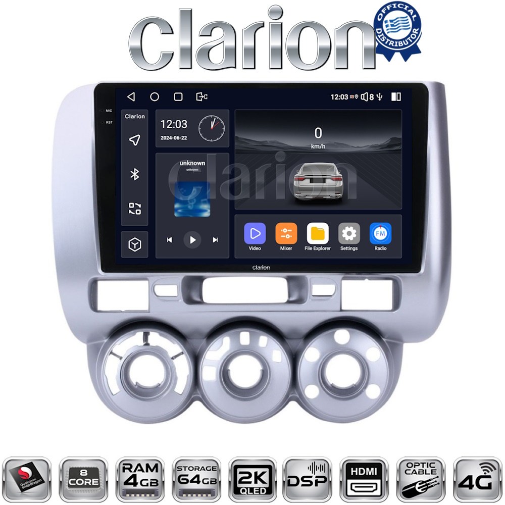 CLARION GL74730 Οθόνη OEM Multimedia Αυτοκινήτου για HONDA JAZZ 2002>2009 με CarPlay, AndroidAuto, BT, GPS