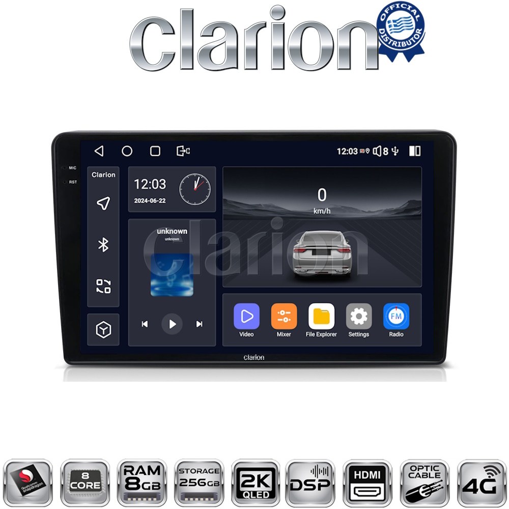 CLARION GL75019 Οθόνη OEM Multimedia Αυτοκινήτου για Opel AstraH, CorsaD, Suzuki Ignis με CarPlay, AndroidAuto, BT, GPS