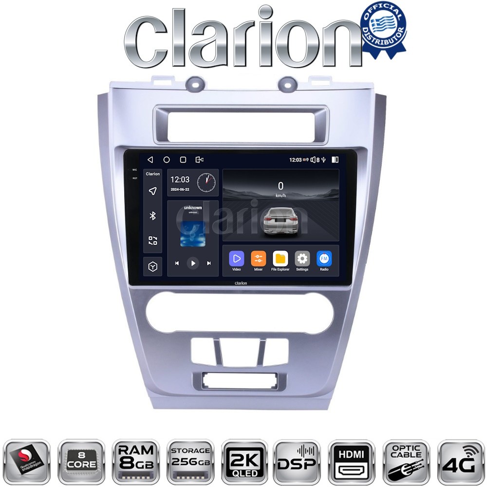 CLARION GL75047 Οθόνη OEM Multimedia Αυτοκινήτου για Ford Fusion 2012>2017 με CarPlay, AndroidAuto, BT, GPS