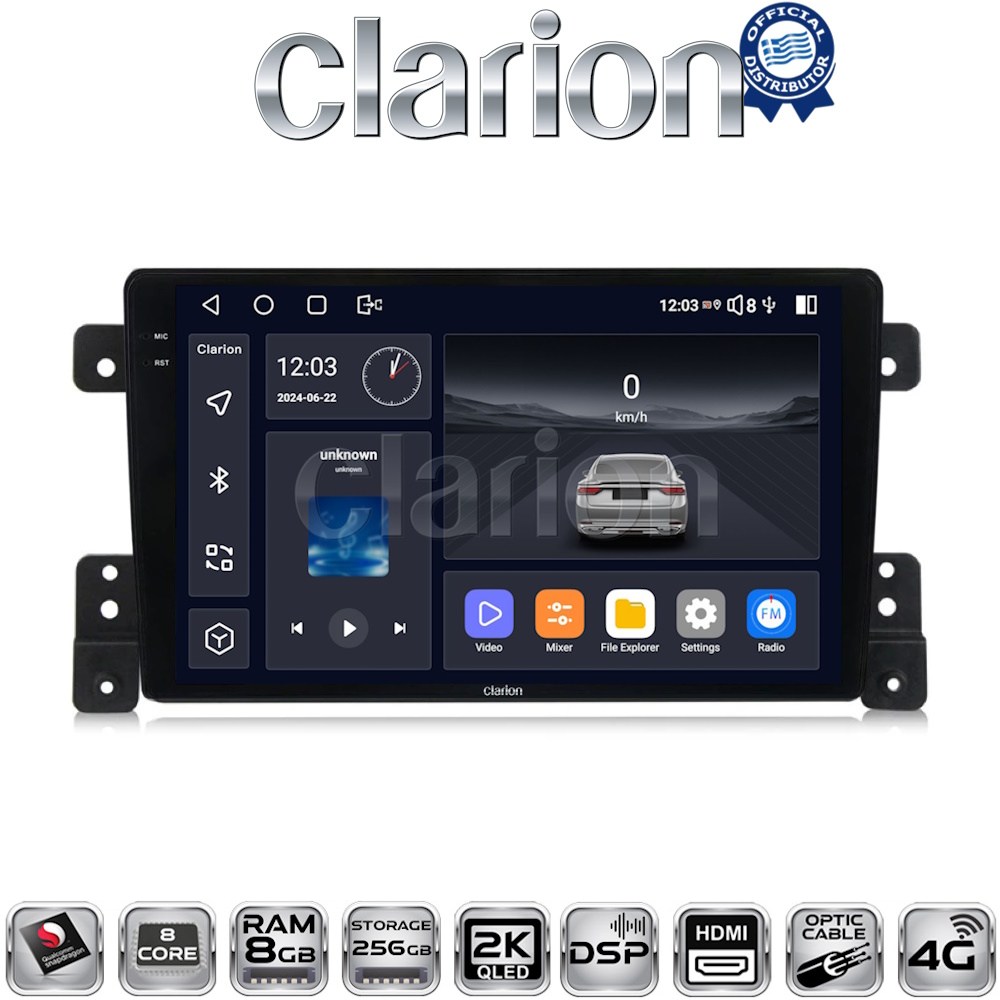 CLARION GL75053 Οθόνη Suzuki Grand Vitara 2005 - 2015 με CarPlay, AndroidAuto, BT, GPS