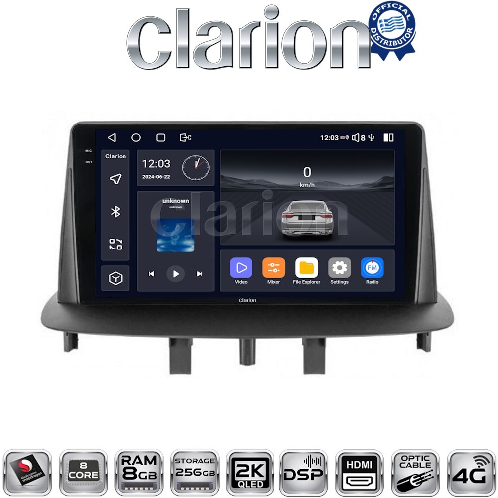 CLARION GL75145 Οθόνη OEM Multimedia Αυτοκινήτου για RENAULT MEGANE3 με CarPlay, AndroidAuto, BT, GPS
