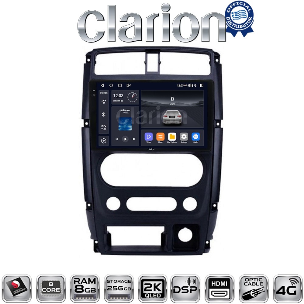 CLARION GL75186 Οθόνη OEM Multimedia Αυτοκινήτου για SUZUKI JIMNY 2007 - 2017 με CarPlay, AndroidAuto, BT, GPS
