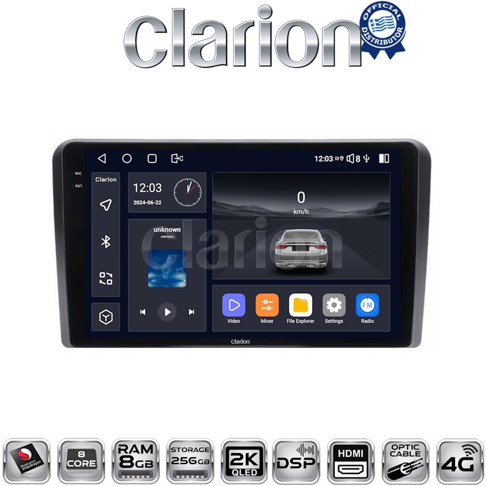 CLARION GL75190 Οθόνη OEM Multimedia Αυτοκινήτου για PEUGEOT 308 2013> με CarPlay, AndroidAuto, BT, GPS
