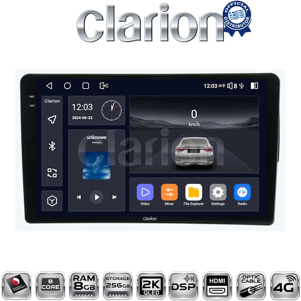 CLARION GL75198 Οθόνη OEM Multimedia Αυτοκινήτου για Fiat 500 2017 > με CarPlay, AndroidAuto, BT, GPS