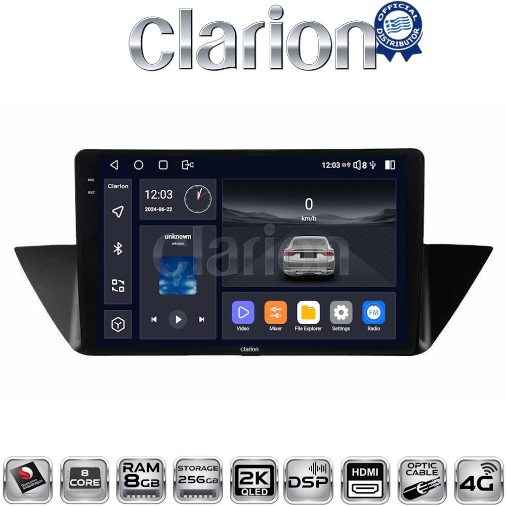 CLARION GL75219 Οθόνη OEM Multimedia Αυτοκινήτου για BMW X1 (E84) 2009>2014 με CarPlay, AndroidAuto, BT, GPS