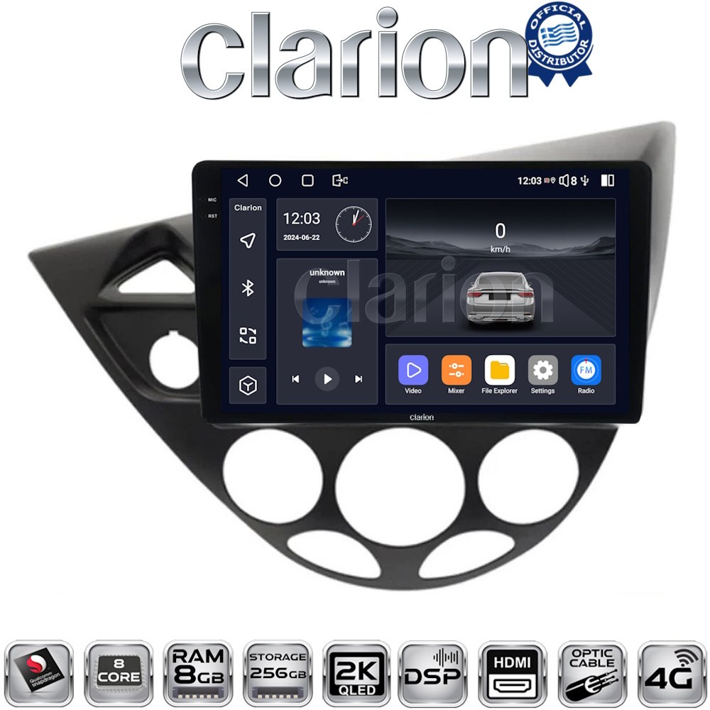 CLARION GL75236 Οθόνη OEM Multimedia Αυτοκινήτου για Ford Focus 1998 > 2004 με CarPlay, AndroidAuto, BT, GPS