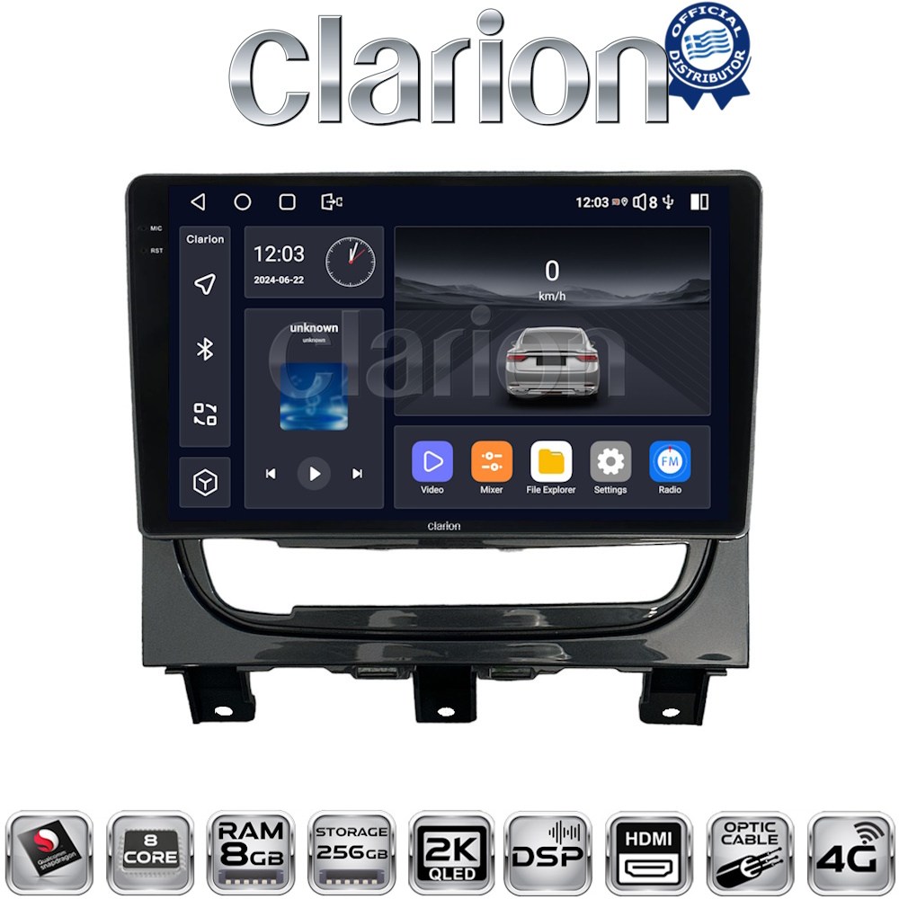 CLARION GL75257 Οθόνη OEM Multimedia Αυτοκινήτου για Fiat Strada 2012 > 2020 με CarPlay, AndroidAuto, BT, GPS