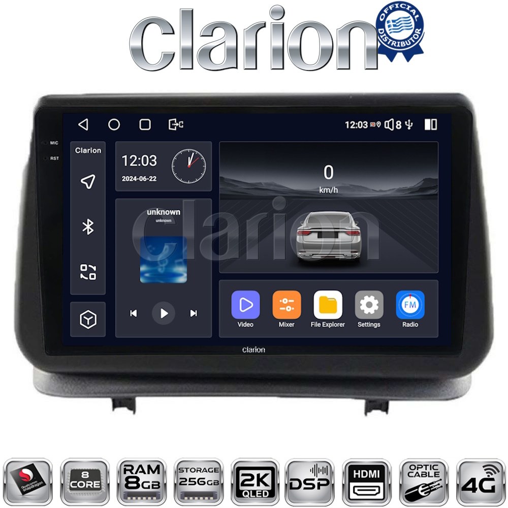 CLARION GL75319 Οθόνη OEM Multimedia Αυτοκινήτου για Renault Clio III 2005 > 2011 με CarPlay, AndroidAuto, BT, GPS