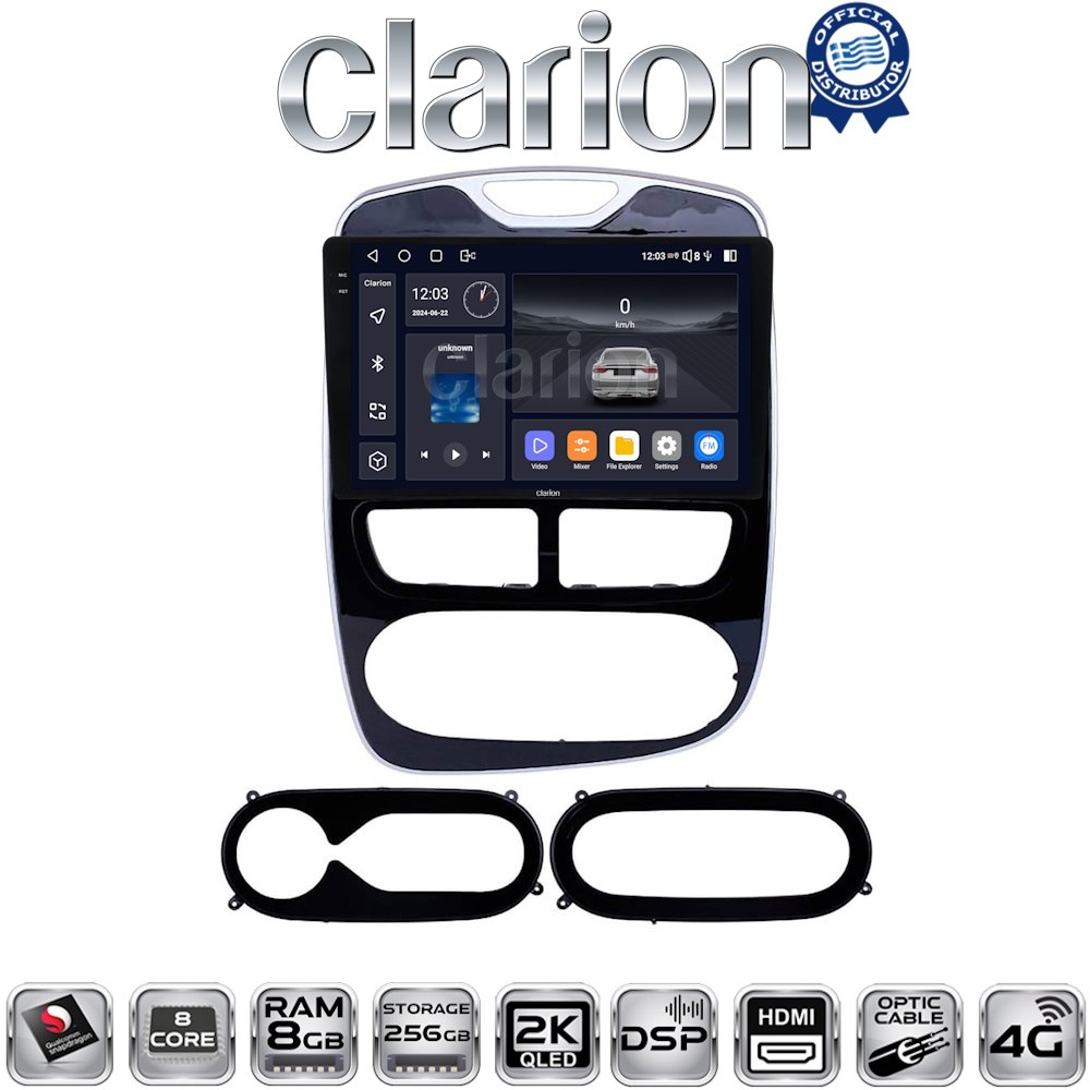 CLARION GL75320 Οθόνη OEM Multimedia Αυτοκινήτου για RENAULT CLIO 2012 > 2015  με CarPlay, AndroidAuto, BT, GPS