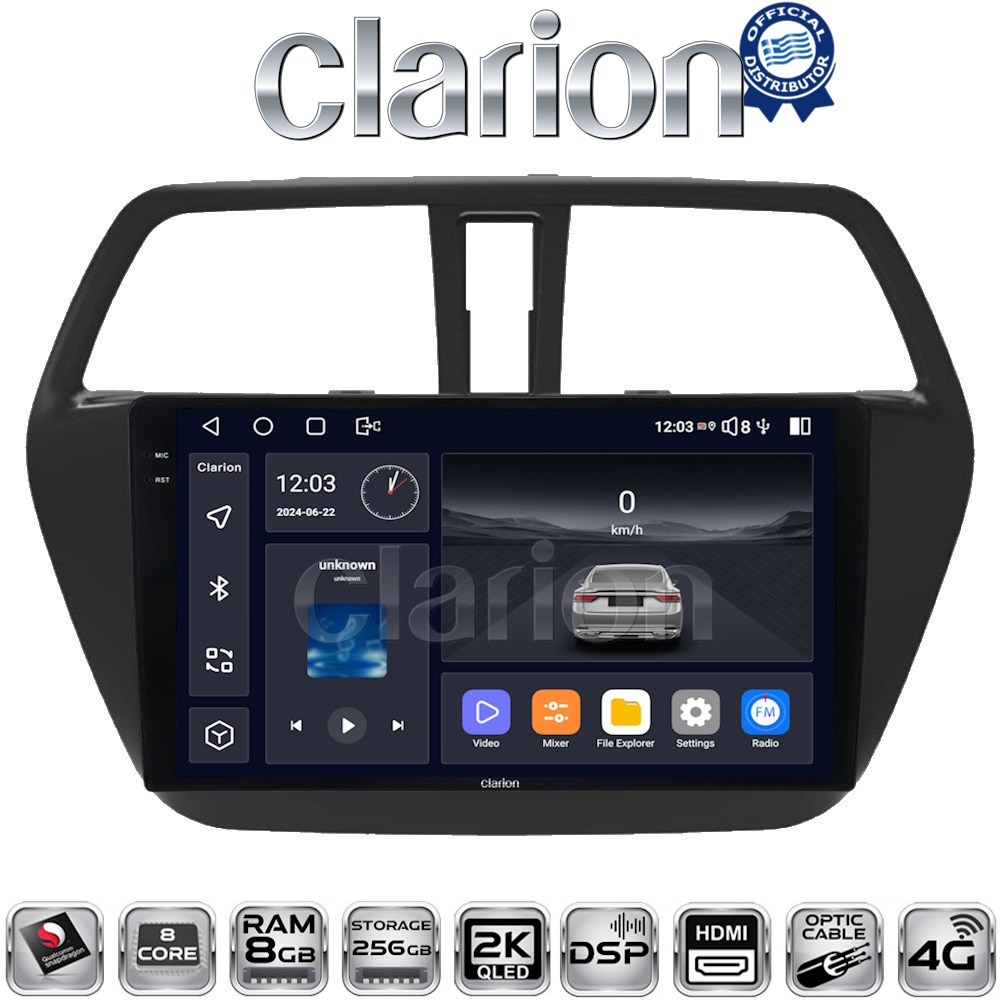 CLARION GL75337 Οθόνη OEM Multimedia Αυτοκινήτου για Suzuki SX4 S-Cross 2014 - 2020 με CarPlay, AndroidAuto, BT, GPS