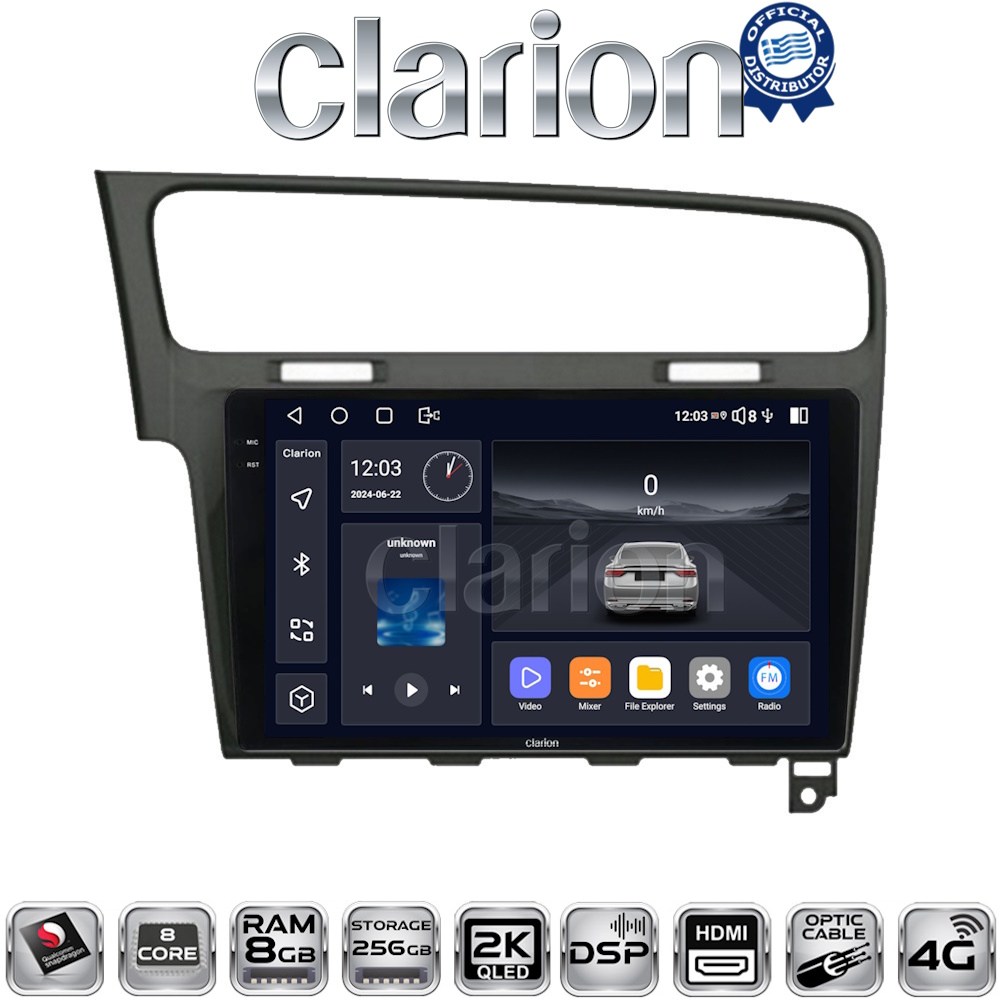 CLARION GL75591B Οθόνη OEM Multimedia Αυτοκινήτου για 0 με CarPlay, AndroidAuto, BT, GPS