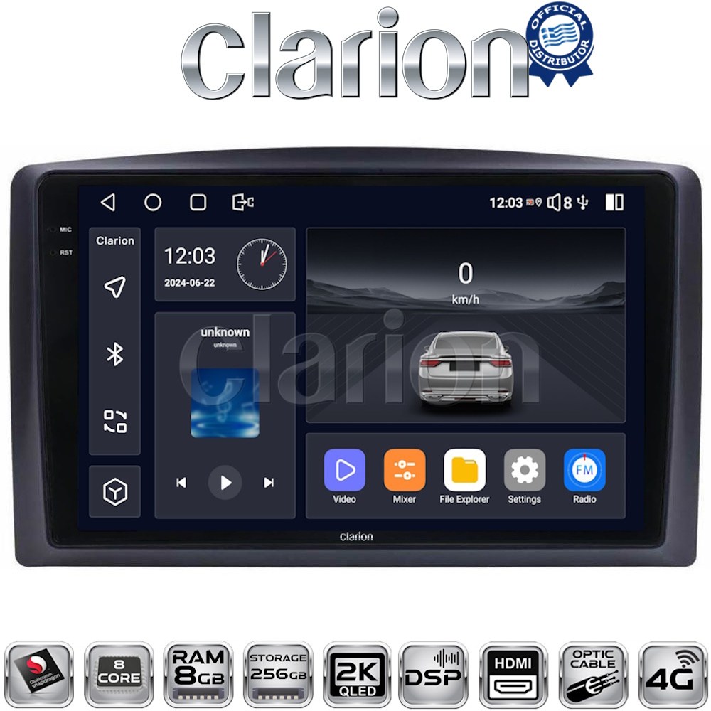 CLARION GL75665 Οθόνη OEM Multimedia Αυτοκινήτου για Mercedes Vito 2015 > με CarPlay, AndroidAuto, BT, GPS