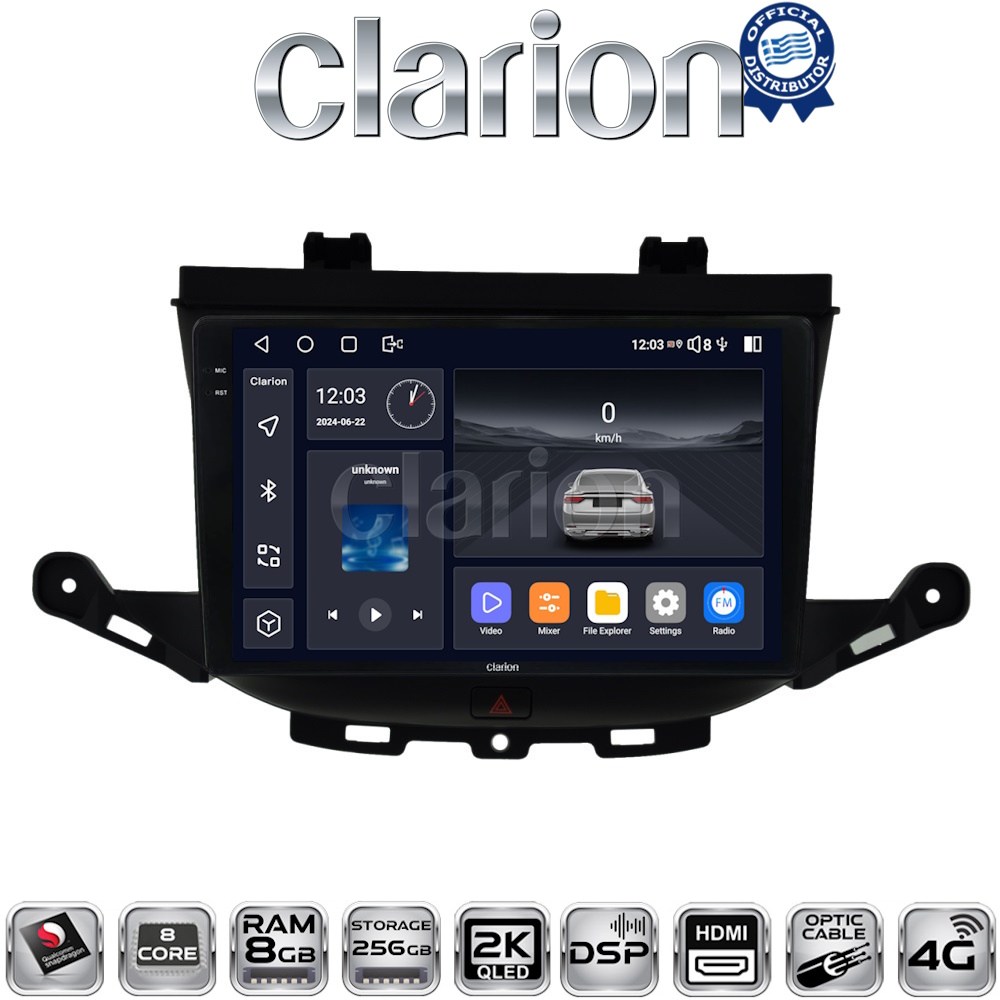 CLARION GL75674 Οθόνη OEM Multimedia Αυτοκινήτου για Opel Astra K 2015 - 2019 με CarPlay, AndroidAuto, BT, GPS