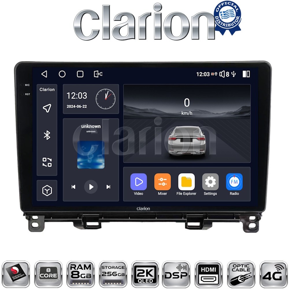 CLARION GL75761 Οθόνη OEM Multimedia Αυτοκινήτου για Honda Jazz 2019 με CarPlay, AndroidAuto, BT, GPS