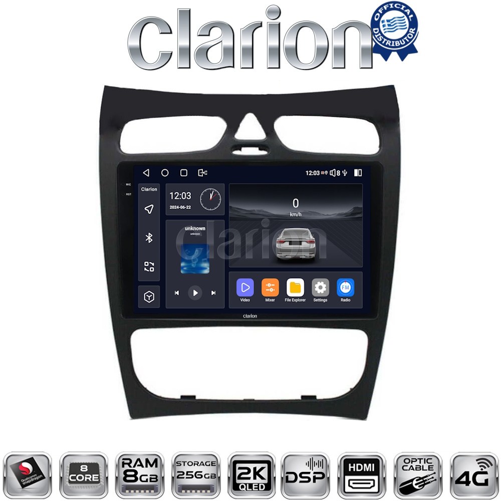 CLARION GL75812 Οθόνη OEM Multimedia Αυτοκινήτου για Mercedes CLK (W209) 2000 > 2004 με CarPlay, AndroidAuto, BT, GPS