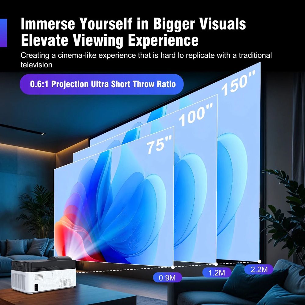 TOPLEO HY450 PORTABLE 1080P LED 900 ANSI SMART PROJECTOR