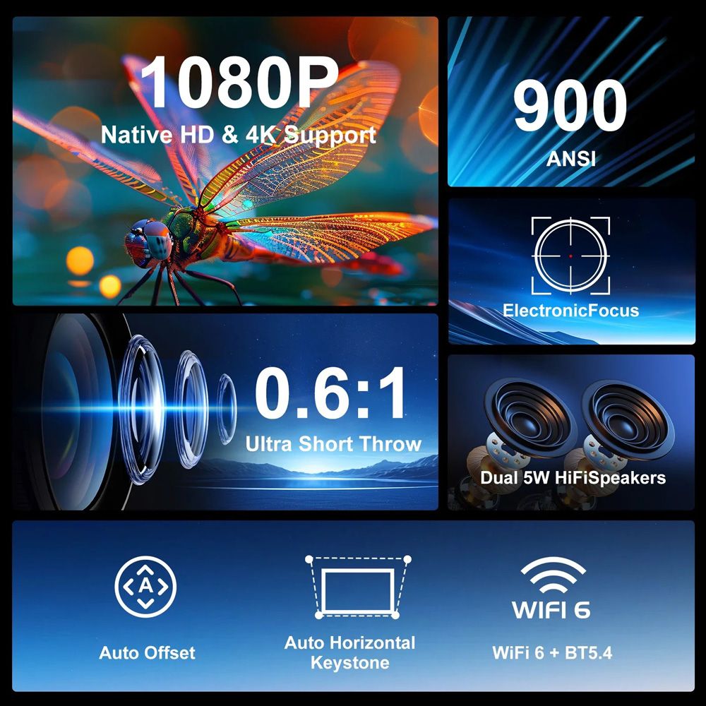 TOPLEO HY450 PORTABLE 1080P LED 900 ANSI SMART PROJECTOR