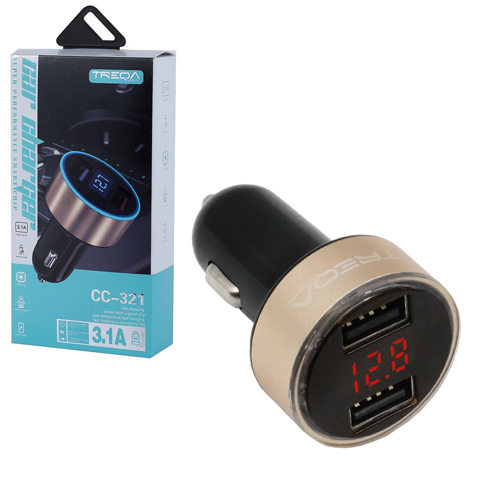 TREQA CC-321 Cold - Φορτιστής αναπτήρα αυτοκινήτου ταχείας φόρτισης 12V - 24V με 2 Θύρες USB-A 3.1Α