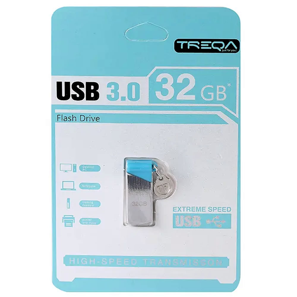 TREQA UP-03-32GB – USB Stick 3.0 32GB – Flash Drive High-Speed Transmission (Ασημί)
