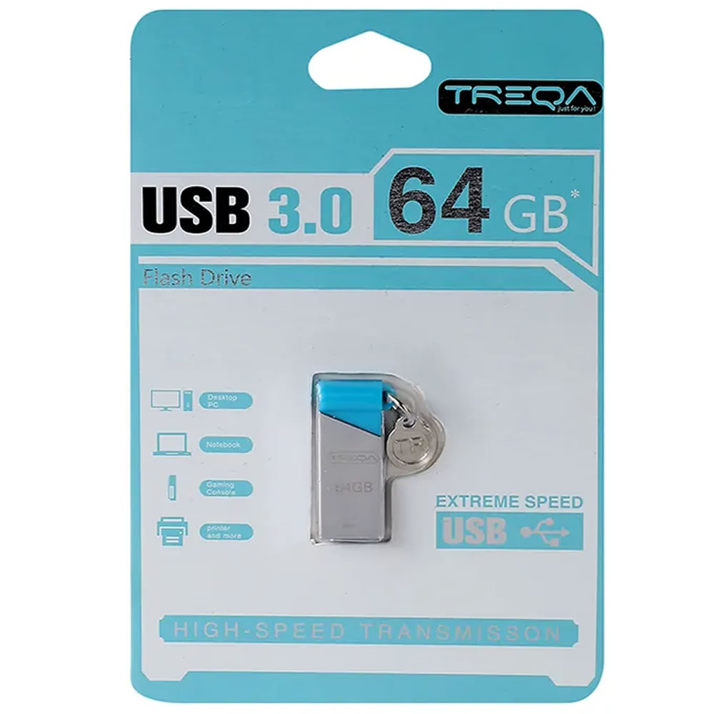TREQA UP-03-64GB – USB Stick 3.0 64GB – Flash Drive High-Speed Transmission (Ασημί)
