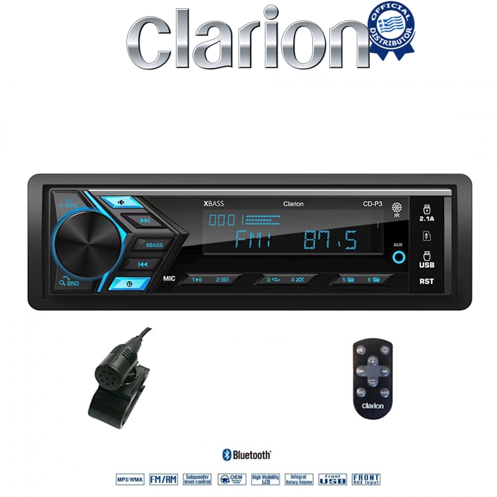 CLARION CD-P3  (P17-4731) - Ράδιο USB, Bluetooth, SD, AUXIN με ρυθμιζόμενο φωτισμό 7 χρωμάτων