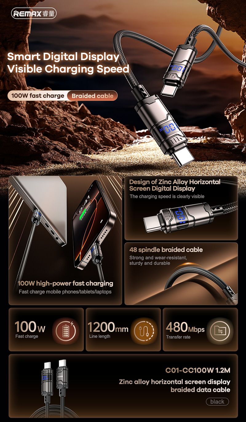 REMAX C01-AC 66W FAST CHARGING CABLE (USB-A to USB-C) - REMAX C01-AC 66W