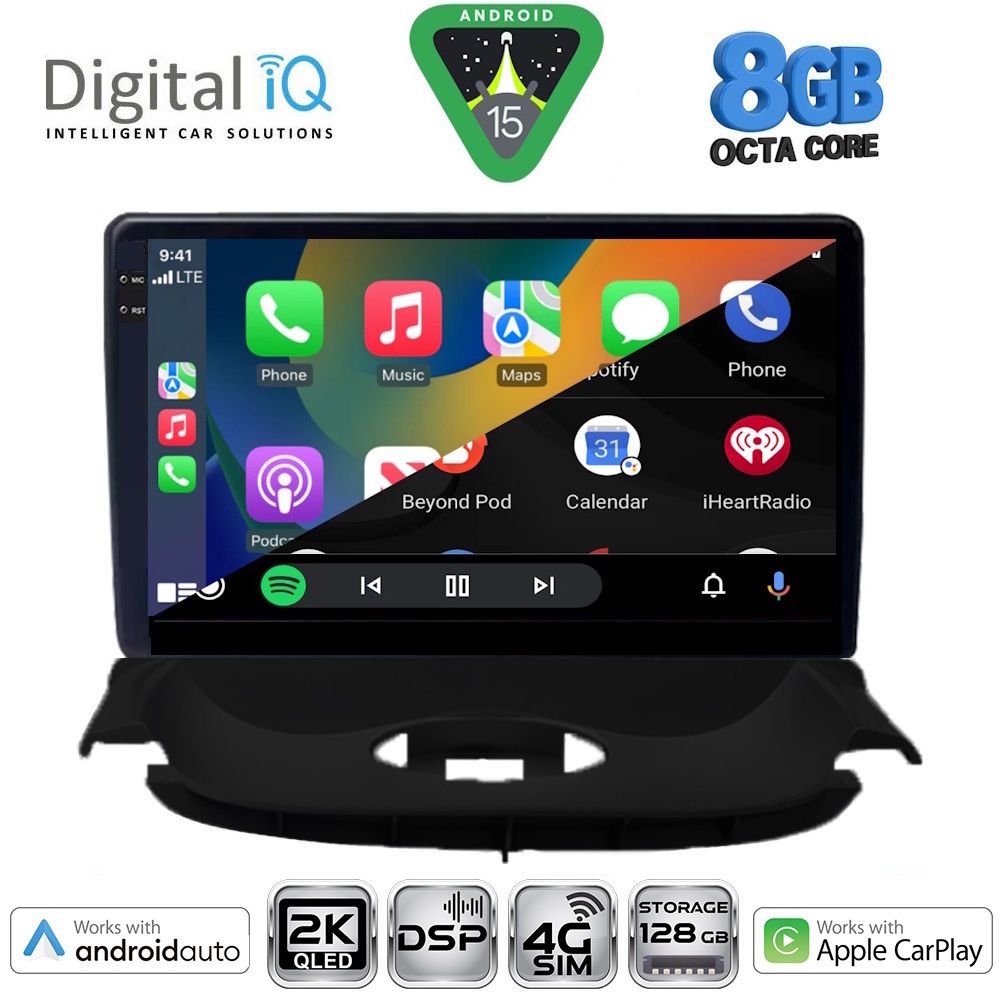 DIGITAL IQ BXF 11505_CPAA (9inc) – Οθόνη Peugeot 206 (1998 – 2006) – Car Play, Android Auto, GPS, Bluetooth