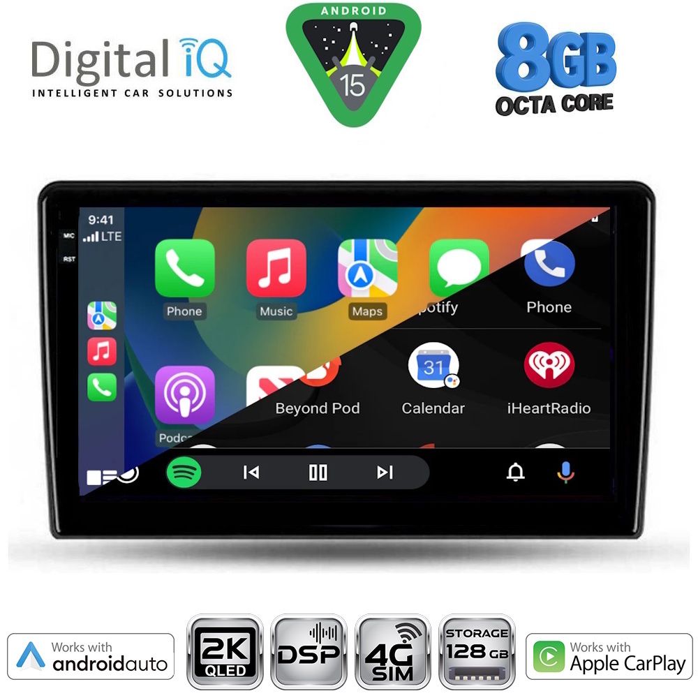 DIGITAL IQ BXF 11702_CPAA (9inc) - Οθόνη για Toyota Auris 2007 - 2012 με CarPlay, AndroidAuto, BT, GPS