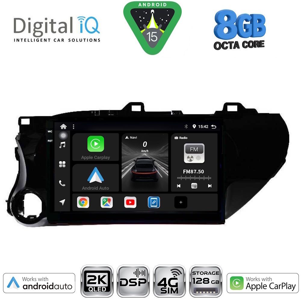 DIGITAL IQ BXF 11721_CPAA (10inc) - Οθόνη Toyota Hilux 2016 – 2021 με Car Play, Android Auto, GPS, Bluetooth
