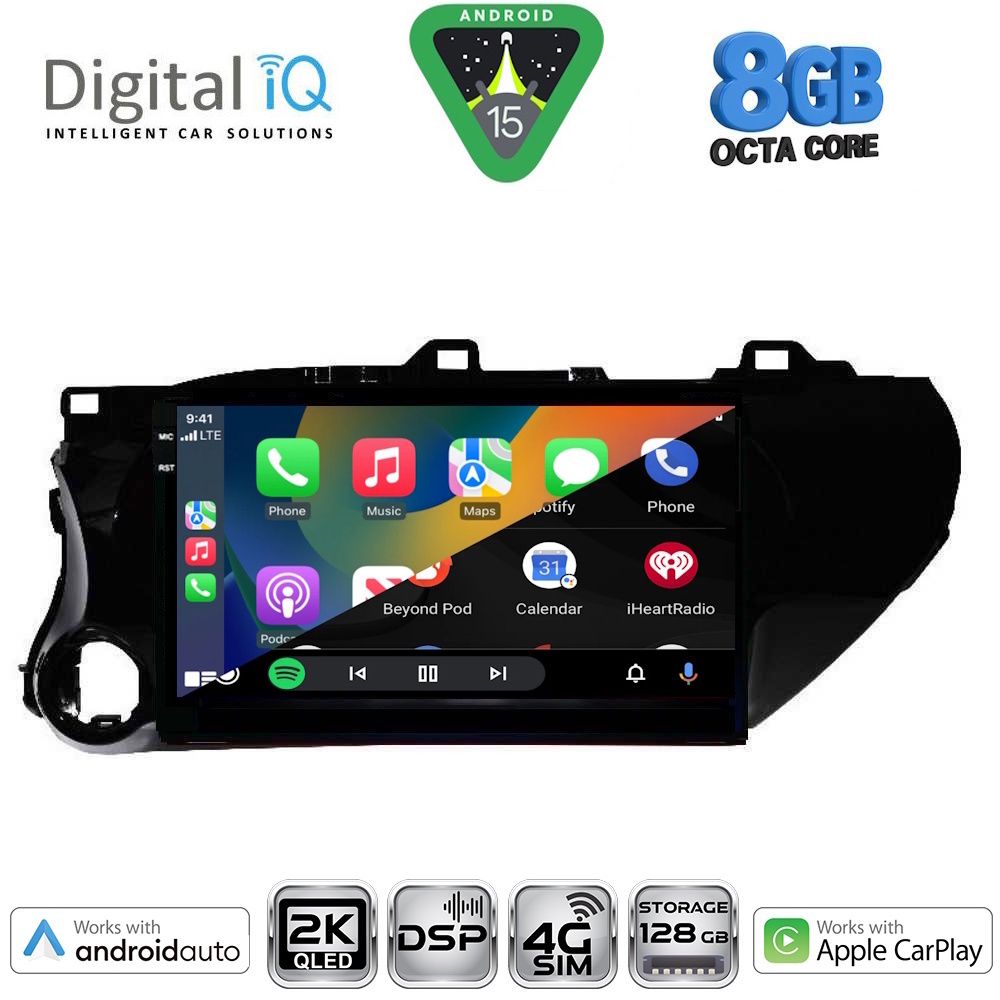 DIGITAL IQ BXF 11721_CPAA (10inc) - Οθόνη Toyota Hilux 2016 – 2021 με Car Play, Android Auto, GPS, Bluetooth