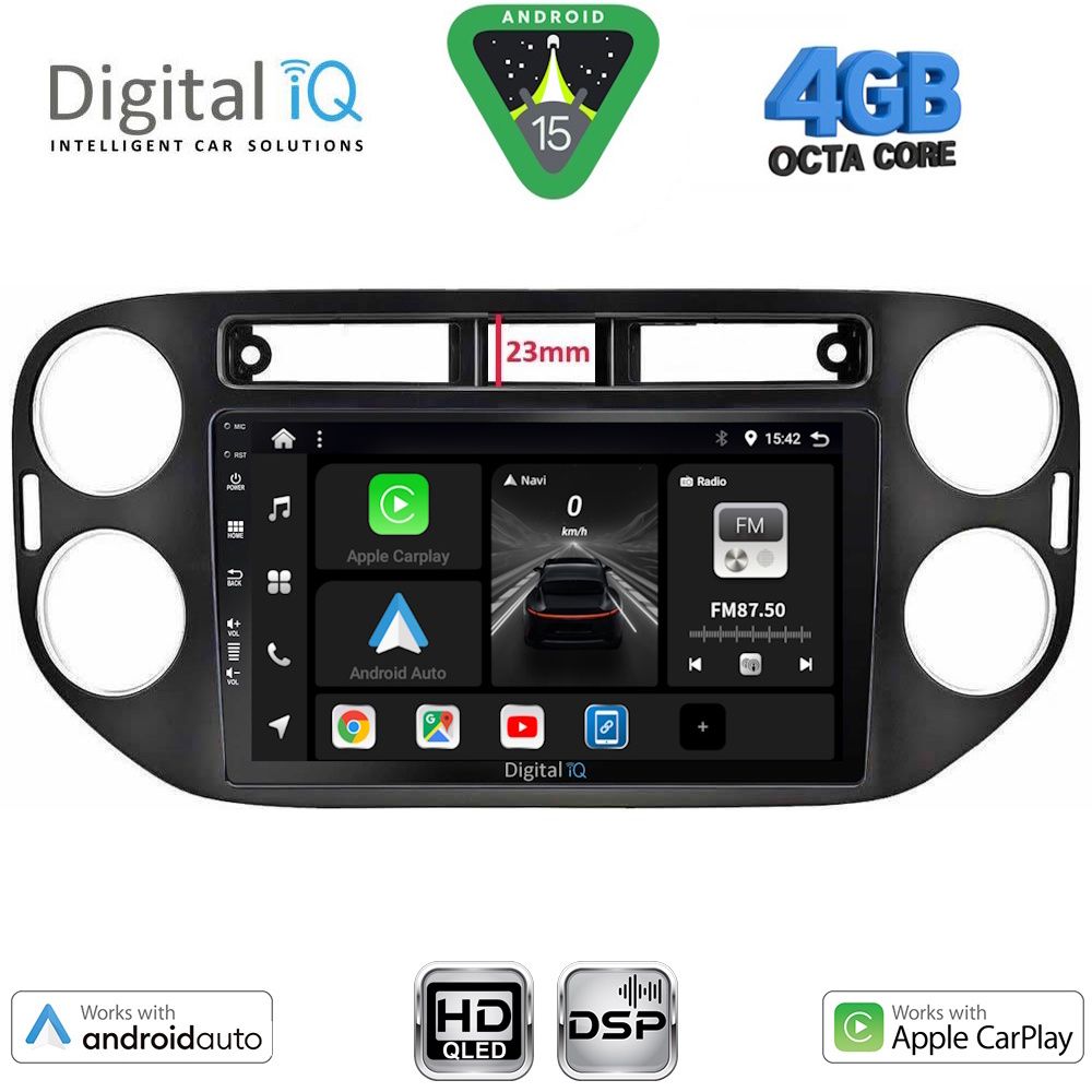 VW Tiguan 2011 - 2016 Οθόνη με CarPlay, Android Auto, Bluetooth, GPS - DIGITAL IQ BXF 6760BL_CPAA (9inc)