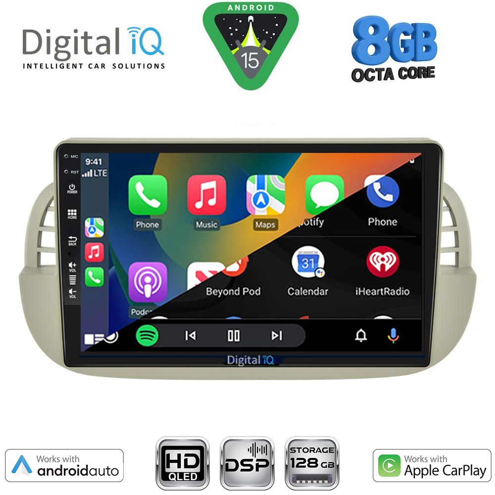 DIGITAL IQ BXF 7130BG_CPAA (9inc) MULTIMEDIA TABLET for FIAT 500 mod. 2007-2015 (BEIGE) - DIGITAL IQ BXF 7130BG_CPAA