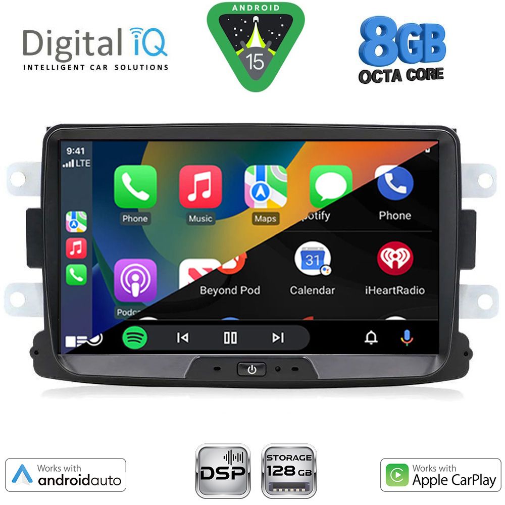 Οθόνη αυτοκινήτου με GPS, Bluetooth, USB, WIFI Dacia Dokker, Duster (2012 - 2020) - Renault Captur (2013 - 2019) - DIGITAL IQ BXF 733_CPAA (8" DECK)