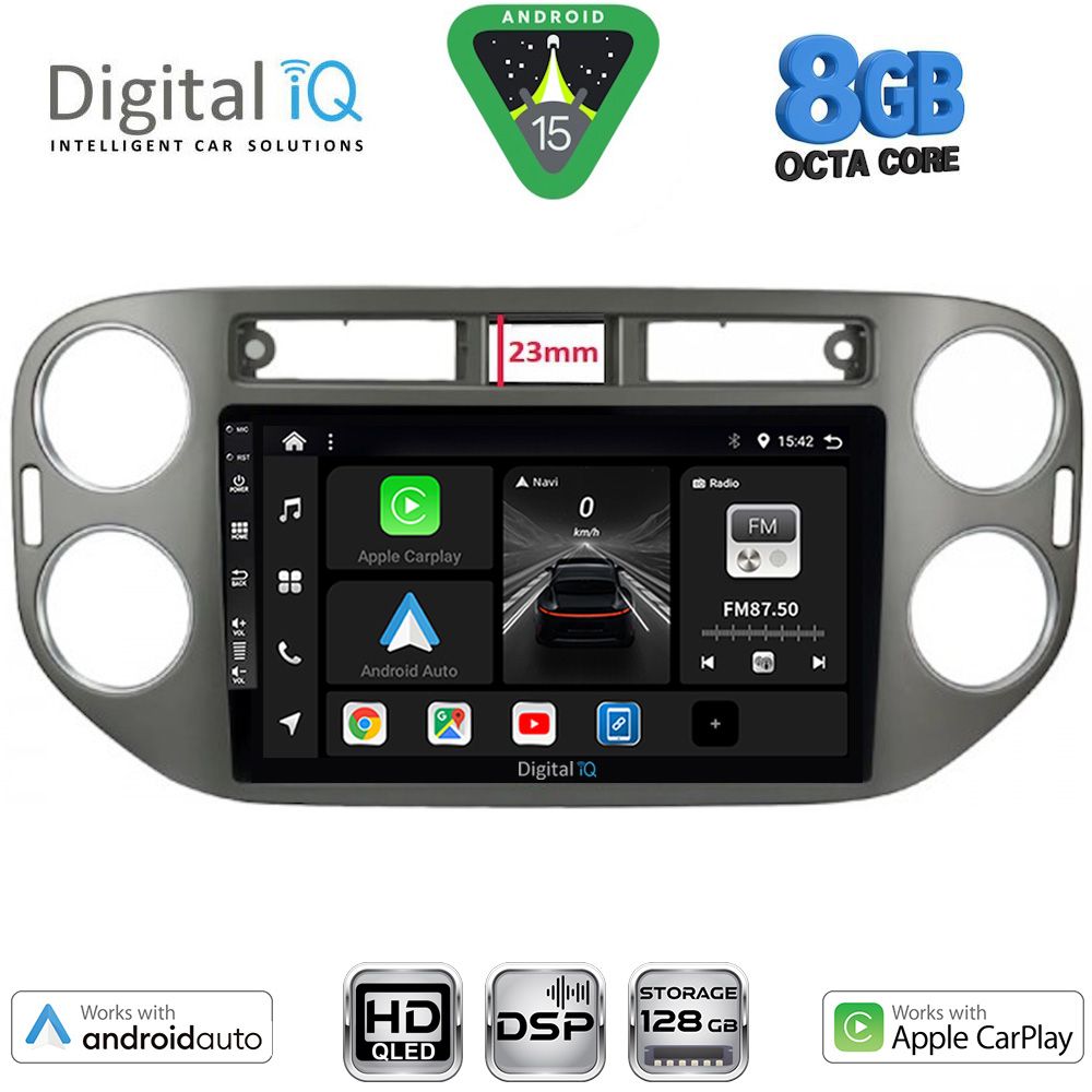 VW Tiguan 2011 - 2016 Οθόνη με CarPlay, Android Auto, Bluetooth, GPS - DIGITAL IQ BXF 7760GR_CPAA (9inc)
