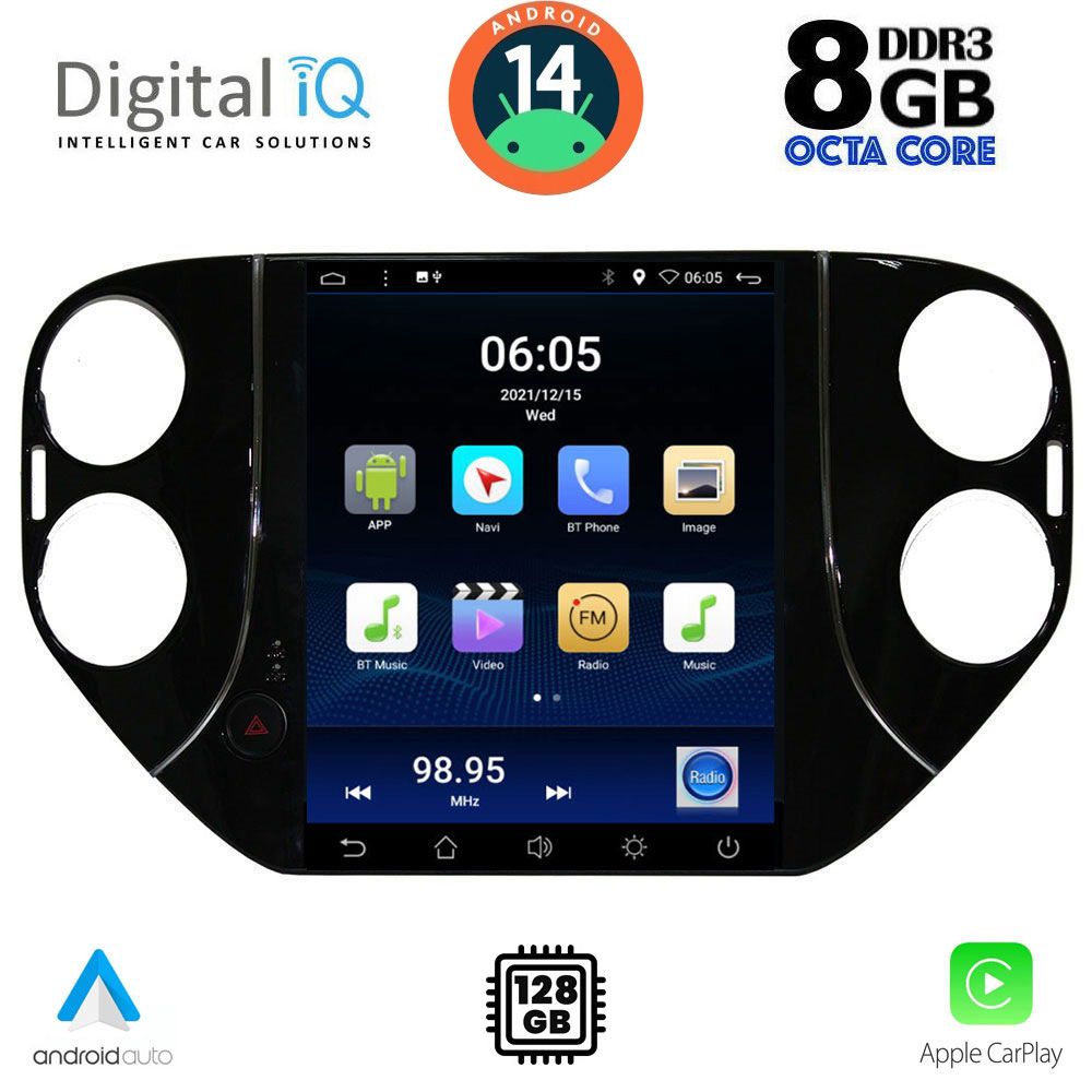VW Tiguan 2010 – 2013 Οθόνη με CarPlay, Android Auto, Bluetooth, GPS – DIGITAL IQ BXF 7989_CPAA (Tesla Style)