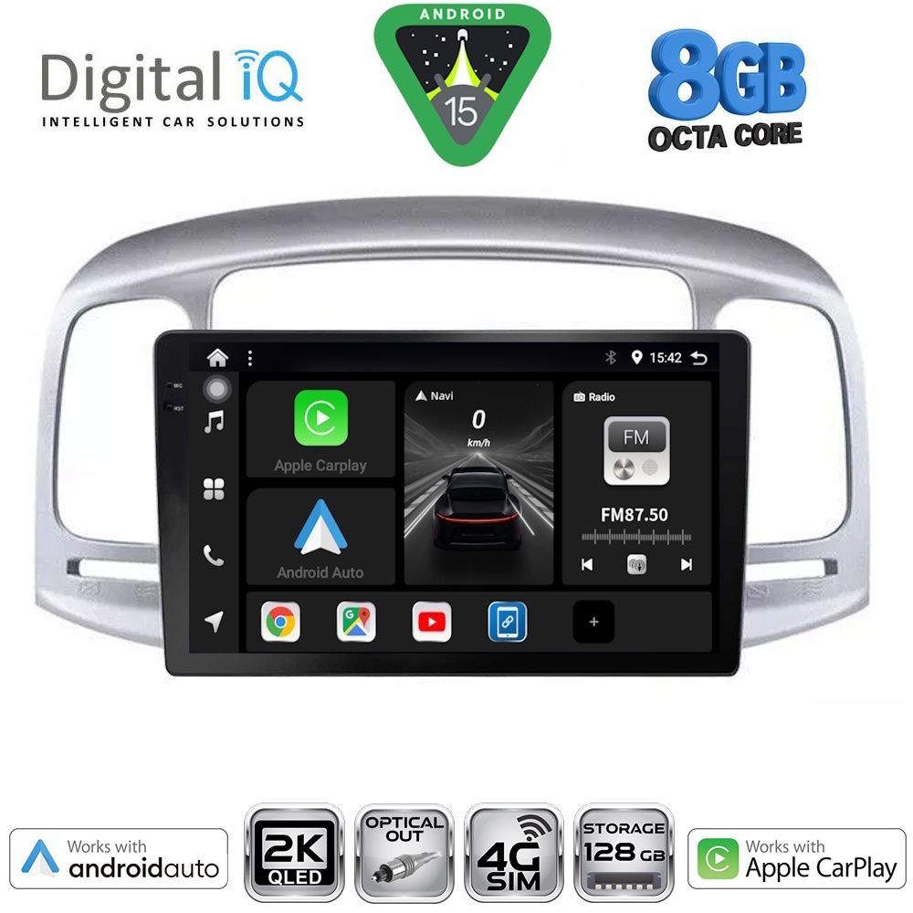 Οθόνη Hyundai Accent 2005 – 2012 με CarPlay, Android Auto, GPS, Bluetooth – DIGITAL IQ BXK 20249_CPAA (9inc)