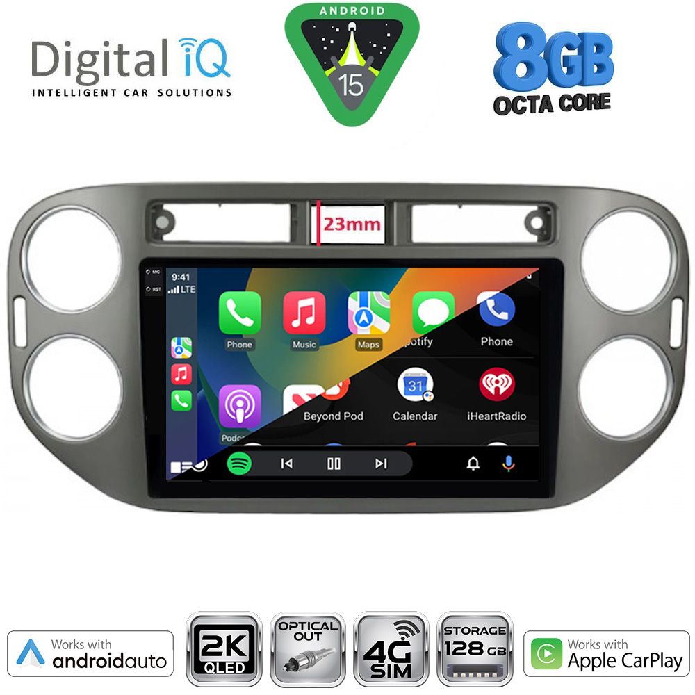 VW Tiguan 2011 - 2016 Οθόνη με CarPlay, Android Auto, Bluetooth, GPS - DIGITAL IQ BXK 20760GR_CPAA (9inc)