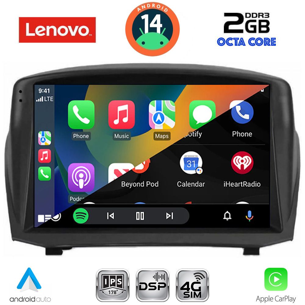 Ford Fiesta 2008 – 2017 Οθόνη με CarPlay, Android Auto, BT, GPS – LENOVO LVF 5154B_CPA (9inc)