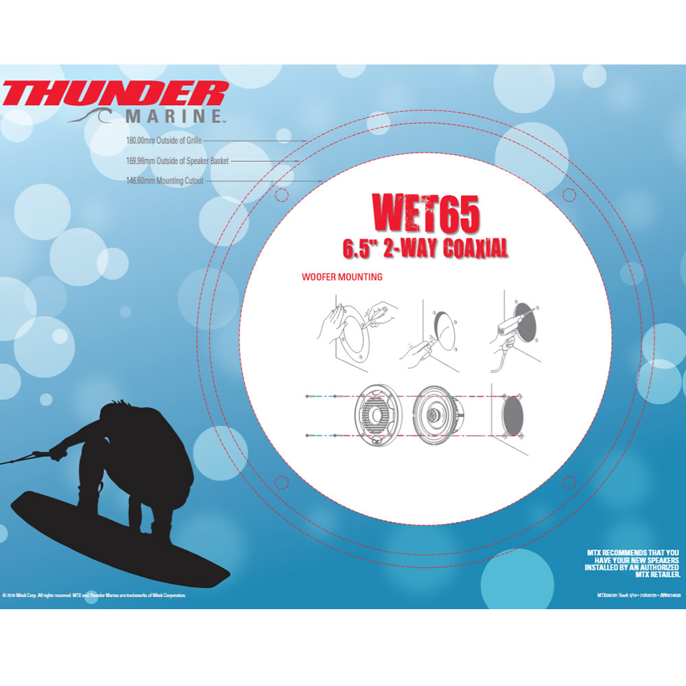 Ηχεία Marine 6.5″ (16Cm) Δύο δρόμων 65Wrms/130Wmax (Λευκά ή Μαύρα) – MTX WET 65W