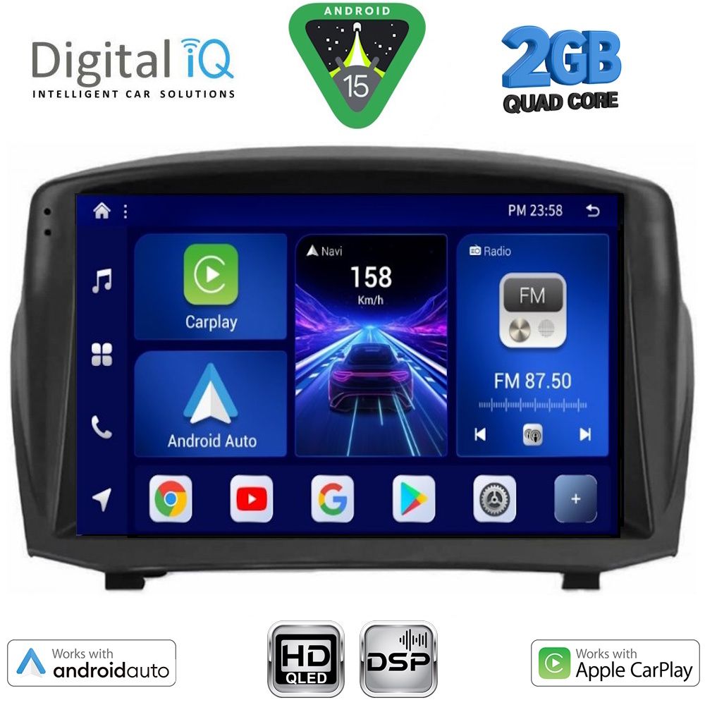 Ford Fiesta 2008 – 2017 Οθόνη με CarPlay, Android Auto, BT, GPS – DIGITAL IQ BXC 3154B_CPAA (9inc)