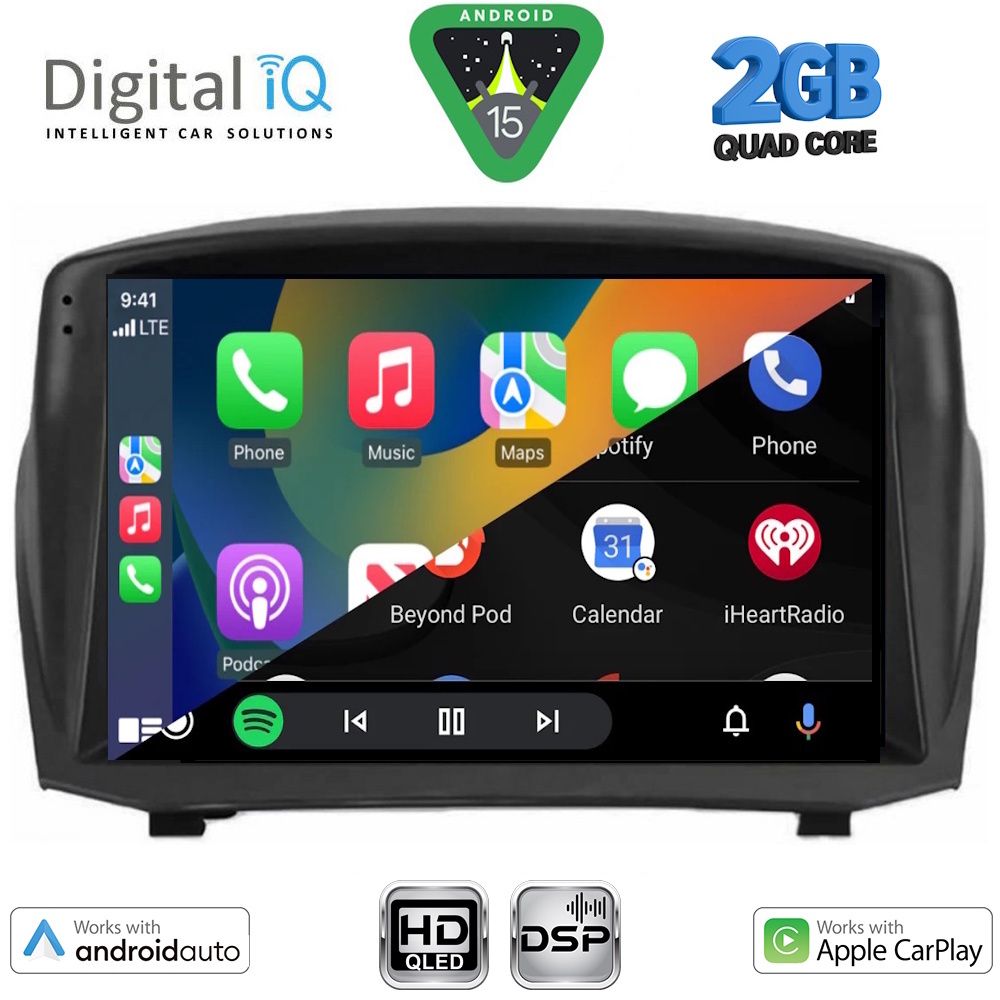 Ford Fiesta 2008 – 2017 Οθόνη με CarPlay, Android Auto, BT, GPS – DIGITAL IQ BXC 3154B_CPAA (9inc)