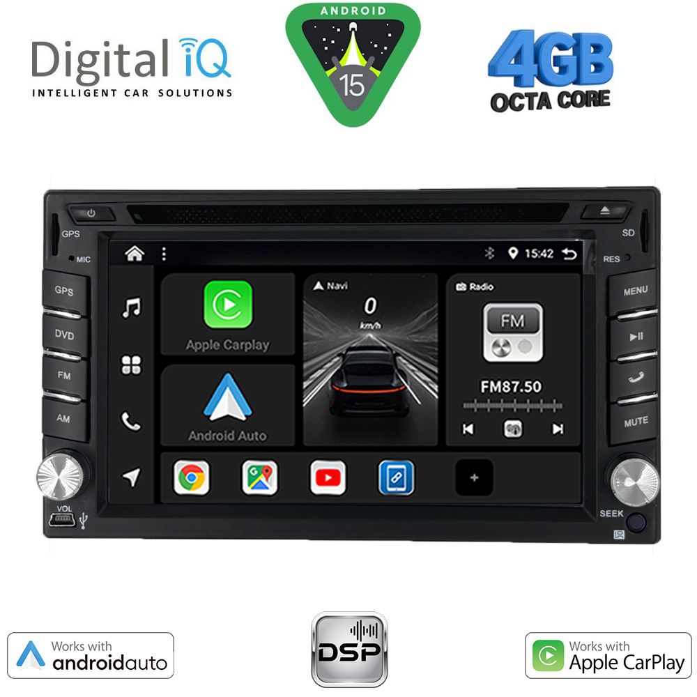 Οθόνη Αυτοκινήτου 2 Din – Car Play, Android Auto, Bluetooth, GPS - DIGITAL IQ BXF 665_CPAA (6.5'' DVD)