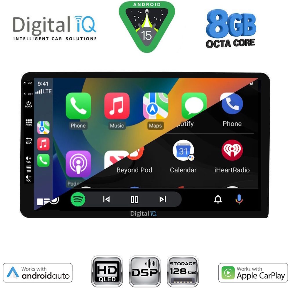 Οθόνη αυτοκινήτου 1Din με Car Play, Android Auto, Bluetooth, GPS – DIGITAL IQ BXF 7905_CPAA (8" DIN)
