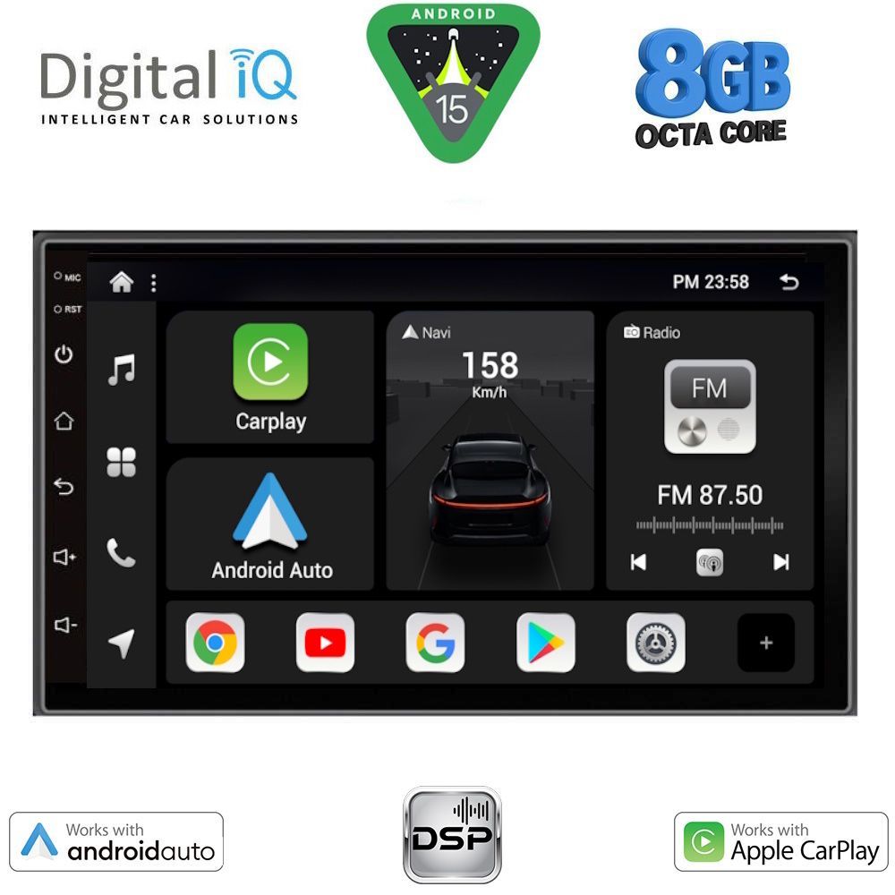 Οθόνη Αυτοκινήτου 2 Din – Car Play, Android Auto, Bluetooth, GPS - DIGITAL IQ BXF 795_CPAA (7'' DECK)